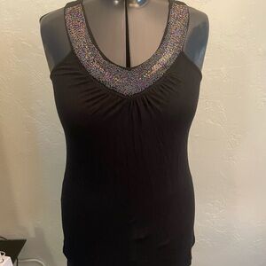 5/15🔥🔥🔥Studio Y Black Tank Top with Beaded Neckline